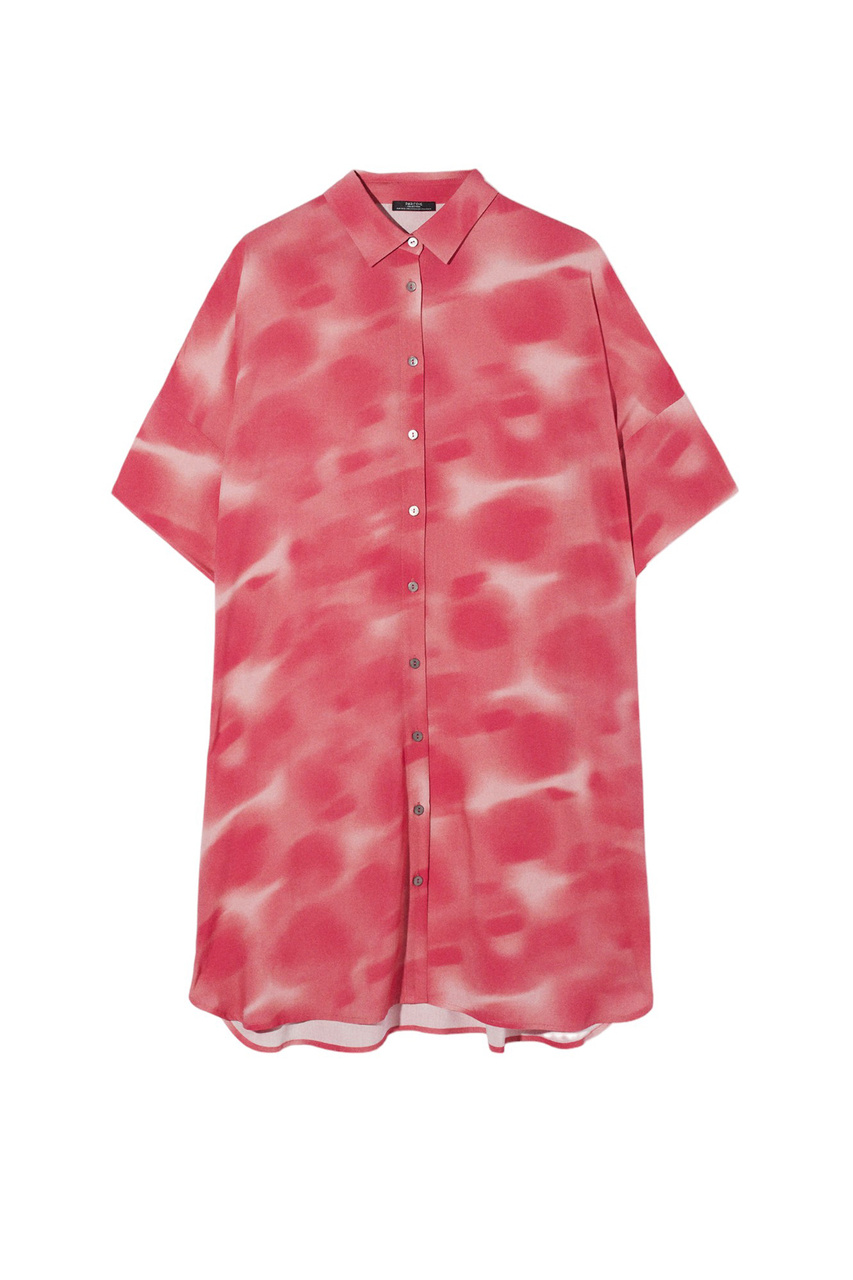 Платье-рубашка с принтом|Основной цвет:Розовый|Артикул:218515 | Фото 1