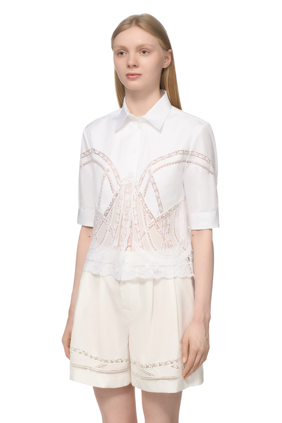 Женский ERMANNO SCERVINO Блузка из хлопка с кружевом (цвет ), артикул D482K701APBQP | Фото 4