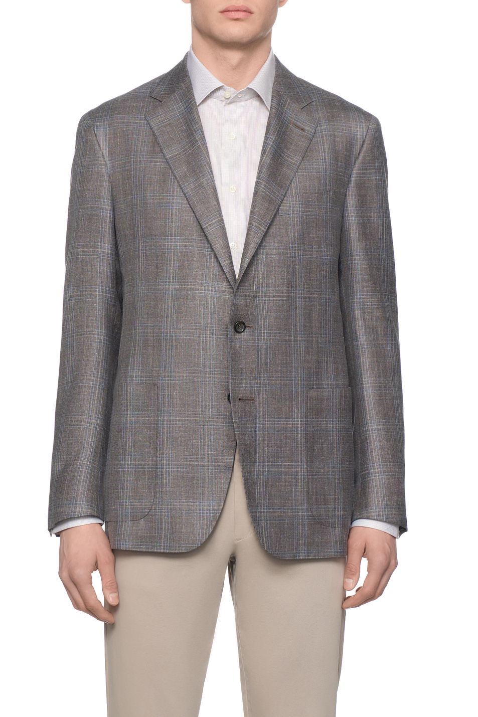 Пиджак в клетку|Основной цвет:Серый Мужской Canali Пиджак в клетку (цвет ), артикул 23275CF00435 | Фото 4