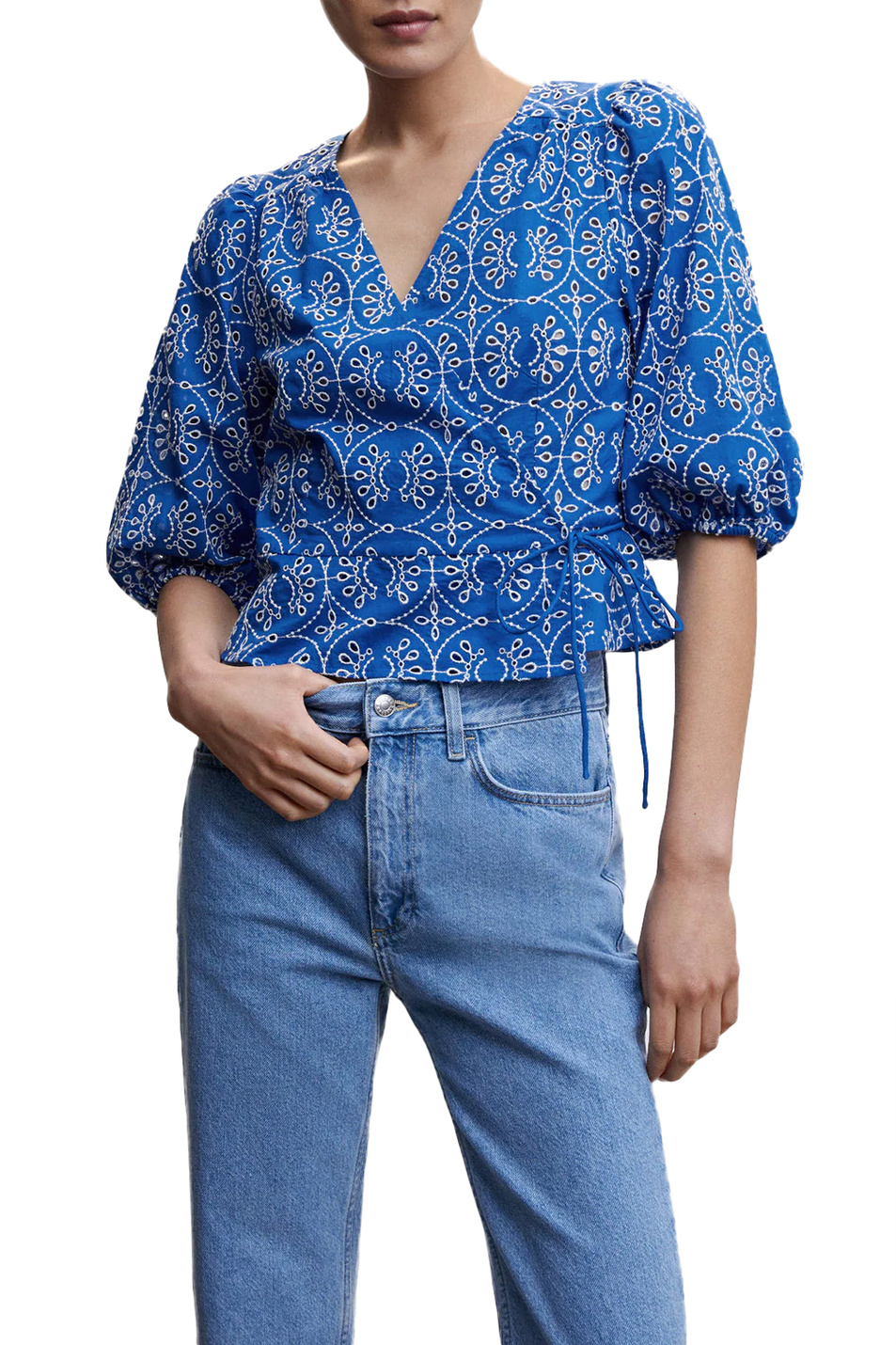 Женский Mango Блузка ZAFI с вышивкой (цвет ), артикул 47038632 | Фото 3