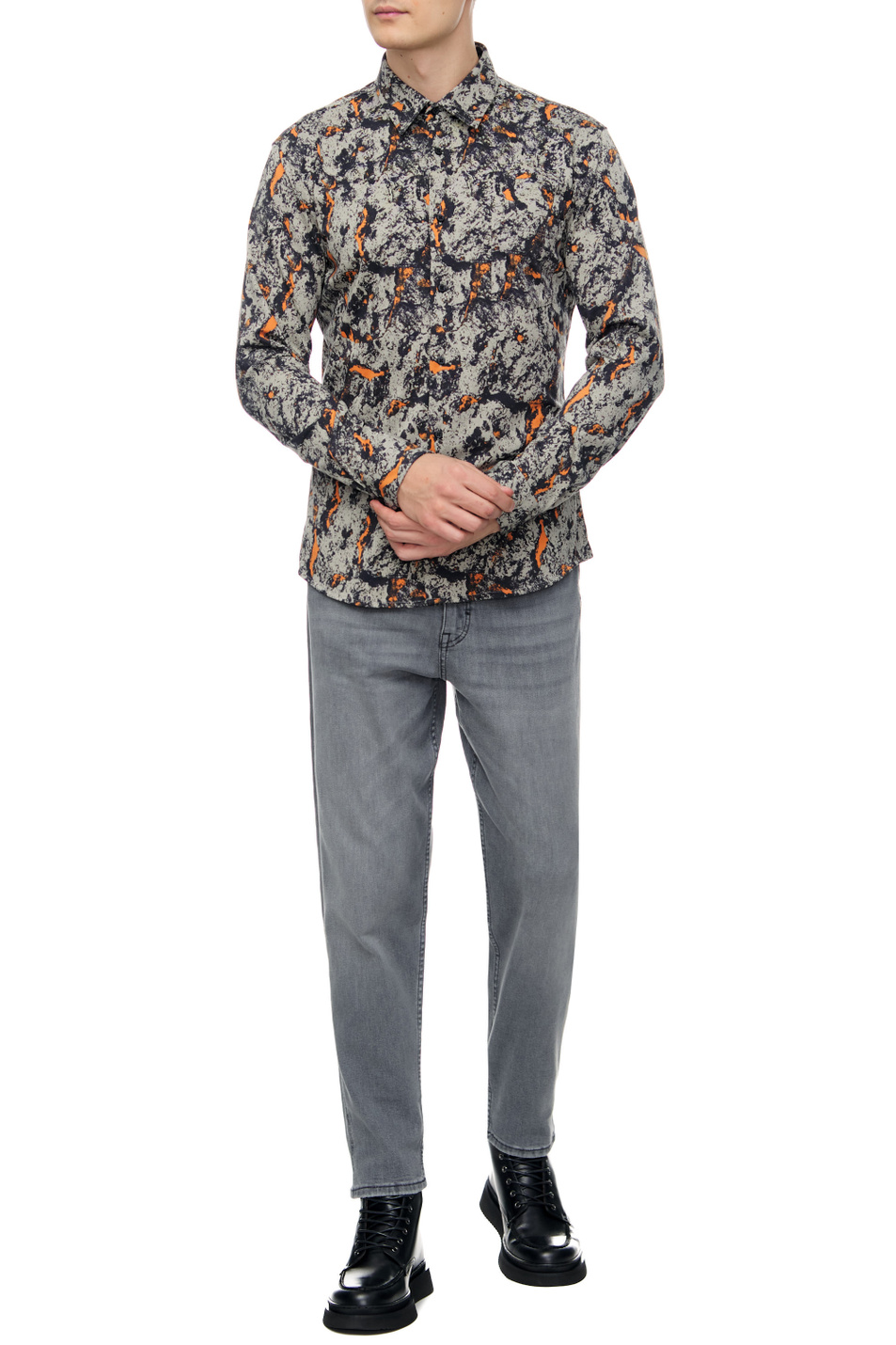 Мужской BOSS Рубашка из смесового хлопка с принтом (цвет ), артикул 50475943 | Фото 2