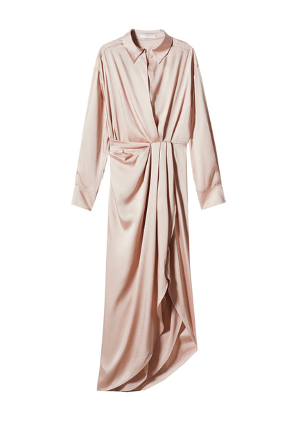 Платье ATLANTIS асимметричного кроя с разрезом|Основной цвет:Бежевый|Артикул:47025879 | Фото 1