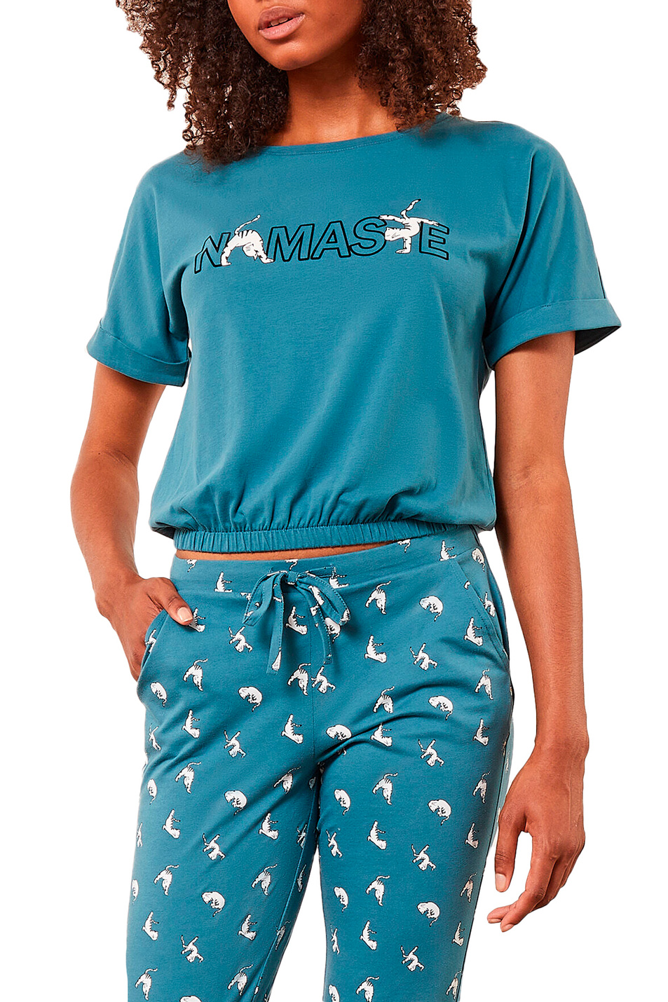 Etam Укороченная футболка YAMASTE с резинкой по нижнему краю (цвет ), артикул 6528401 | Фото 1