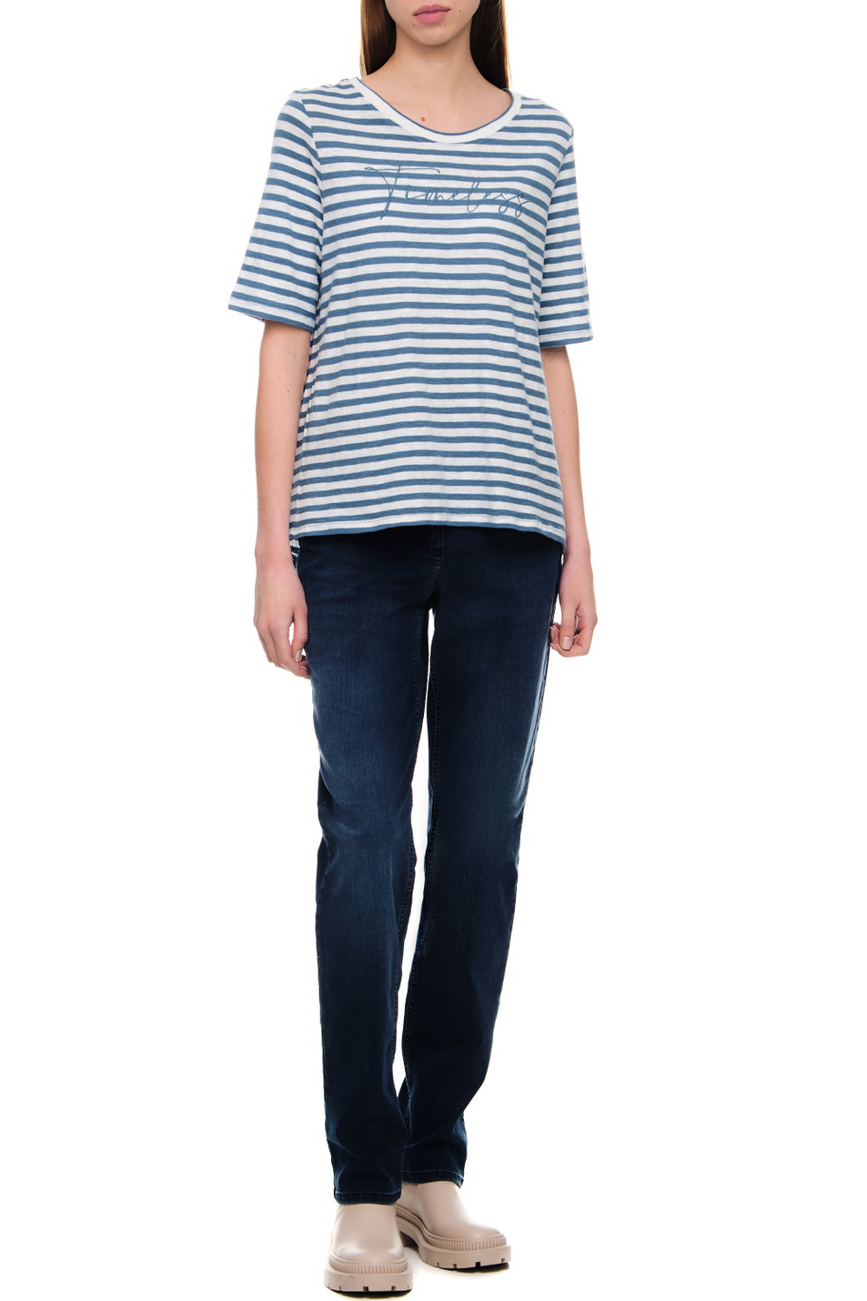 Женский Gerry Weber Футболка из натурального хлопка в полоску (цвет ), артикул 770012-44003 | Фото 3