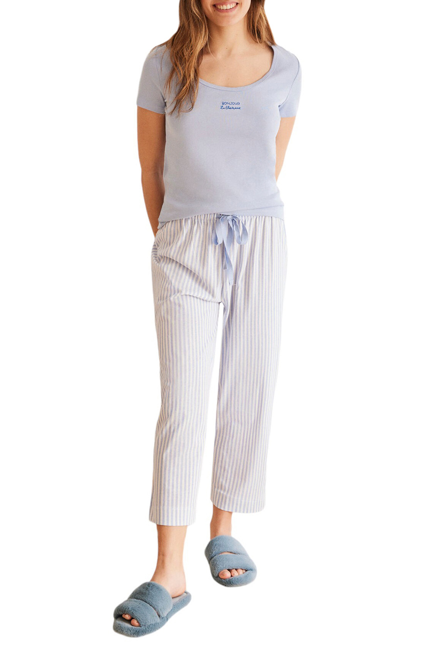 Пижама с принтом|Основной цвет:Голубой|Артикул:3597402 | Фото 1