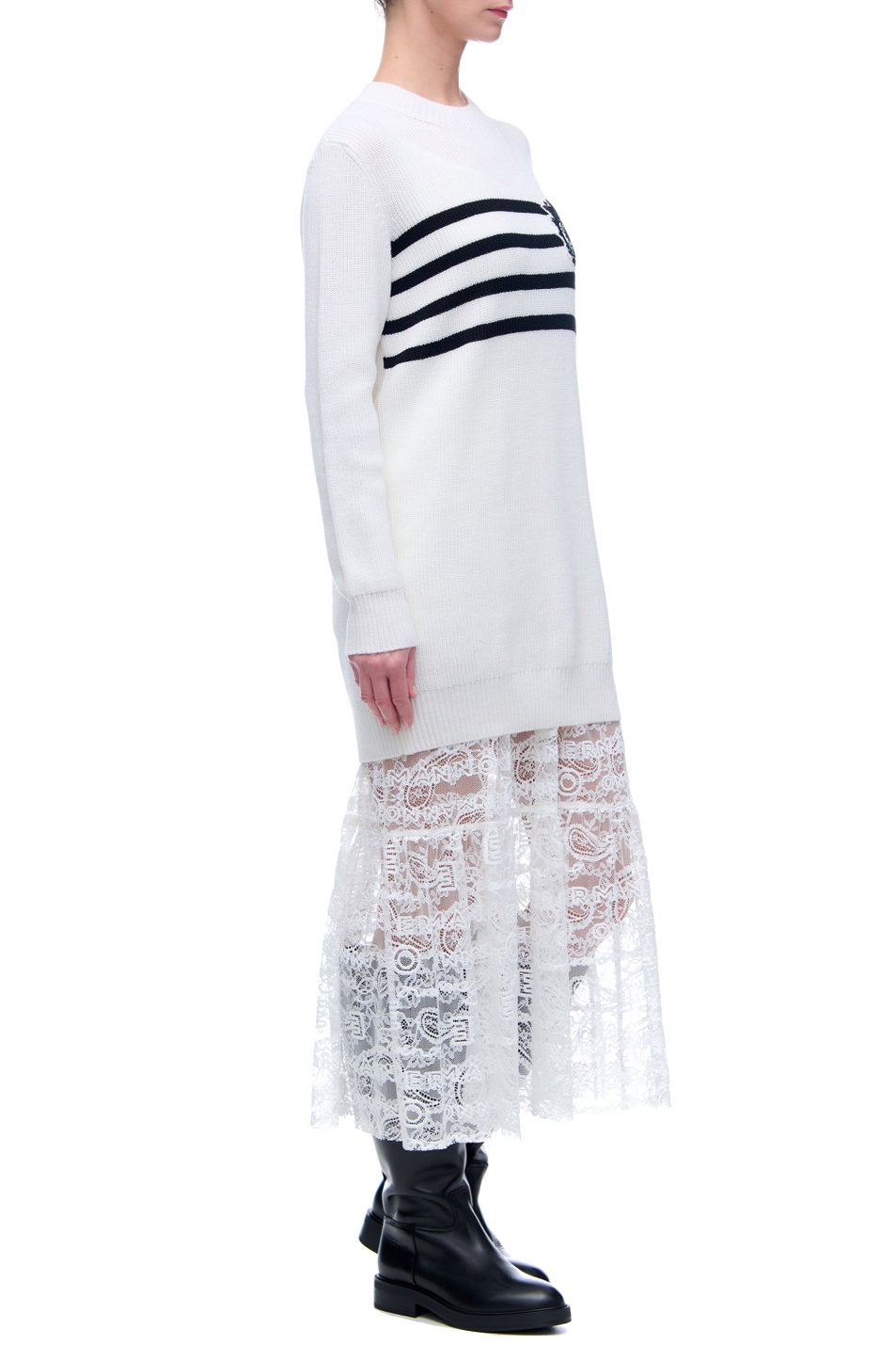 Ermanno Firenze Платье из шерсти с кружевной юбкой (цвет ), артикул D39ETAB04PIL | Фото 2