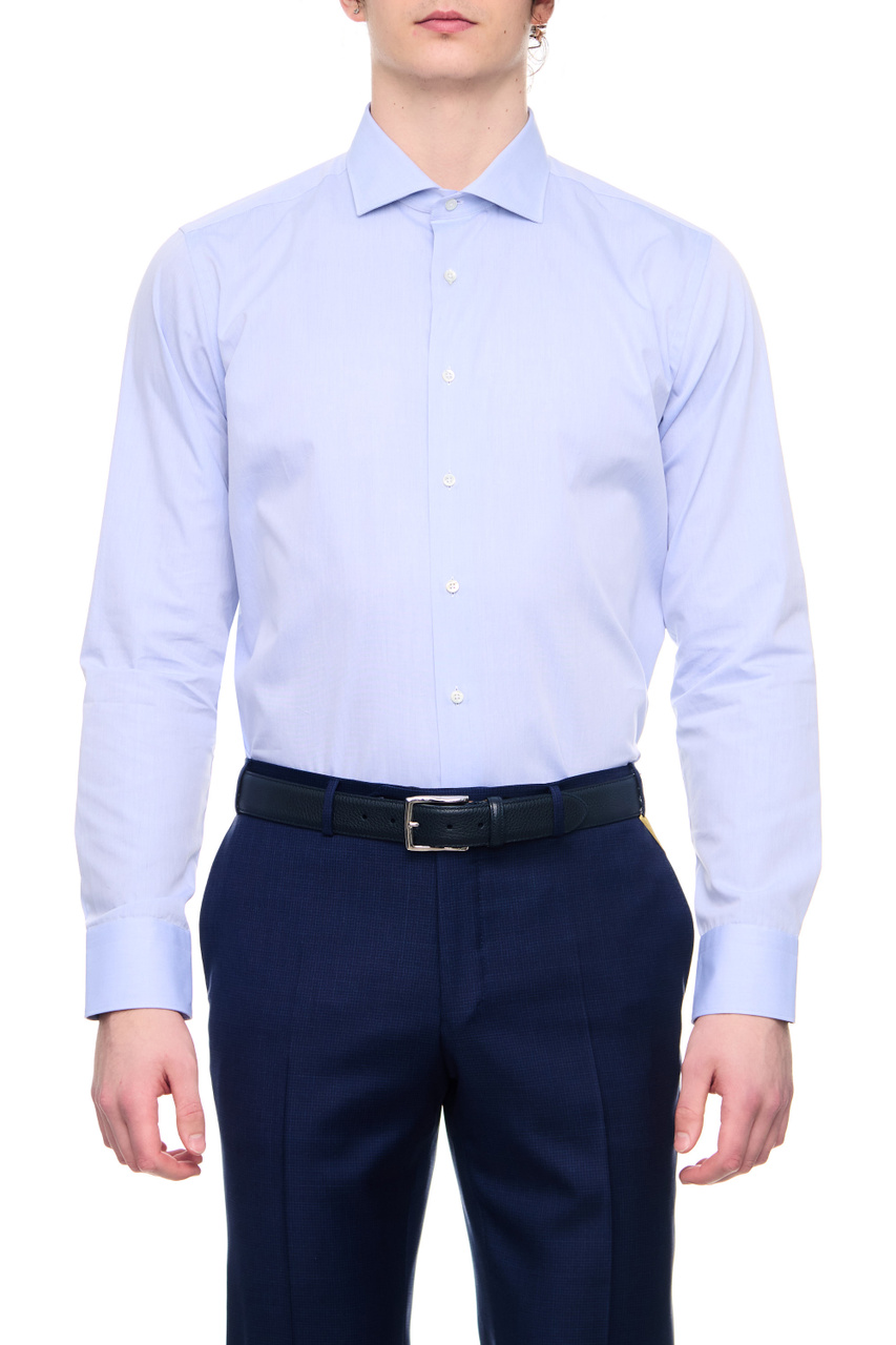 Рубашка из натурального хлопка|Основной цвет:Голубой|Артикул:7C3GA60130 | Фото 1