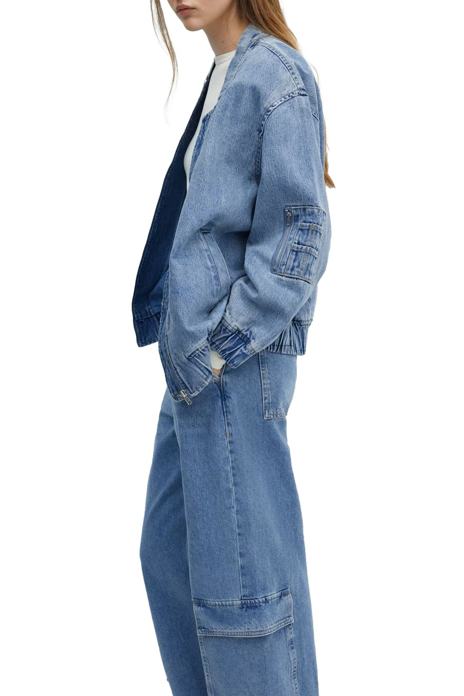Женский Mango Бомбер джинсовый BOMBON (цвет ), артикул 67054782 | Фото 4