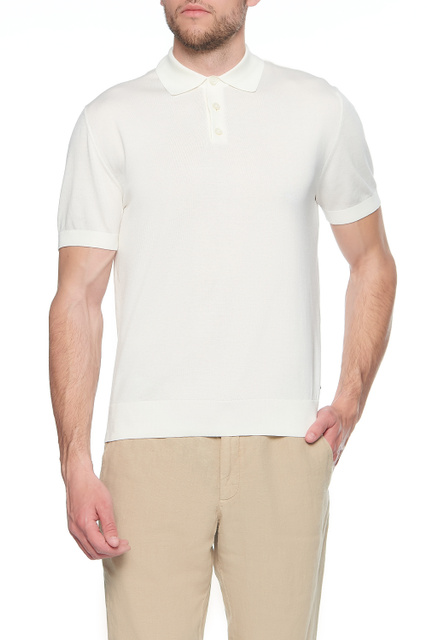 Трикотажная футболка поло|Основной цвет:Белый|Артикул:VWC11-ZZ135-N01 | Фото 1