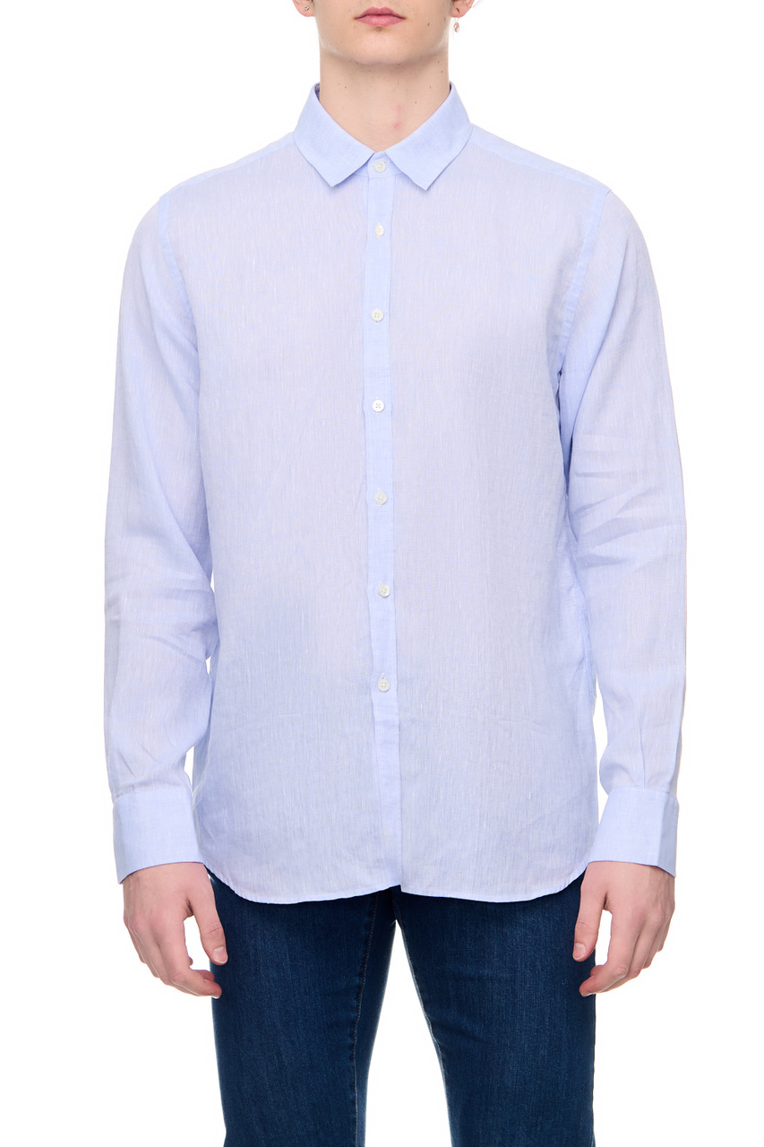 Рубашка из чистого льна|Основной цвет:Голубой|Артикул:L777GL02857 | Фото 1