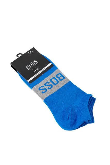 Комплект носков с контрастным логотипом из смесового хлопка|Основной цвет:Синий|Артикул:50428744 | Фото 1