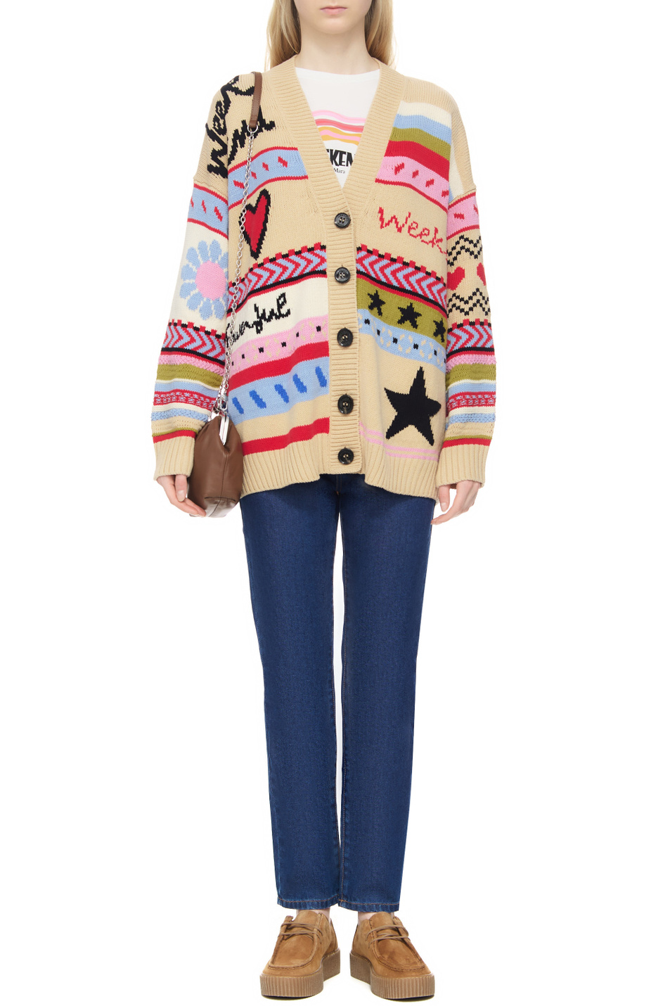 Женский Weekend Max Mara Кардиган ALCAZAR из смесового хлопка с принтом (цвет ), артикул 2353460639 | Фото 2