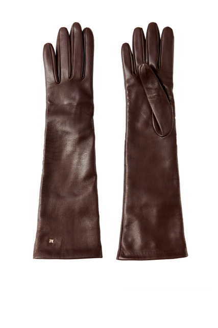 Длинные перчатки AFIDEE из натуральной кожи|Основной цвет:Коричневый|Артикул:45660113 | Фото 1