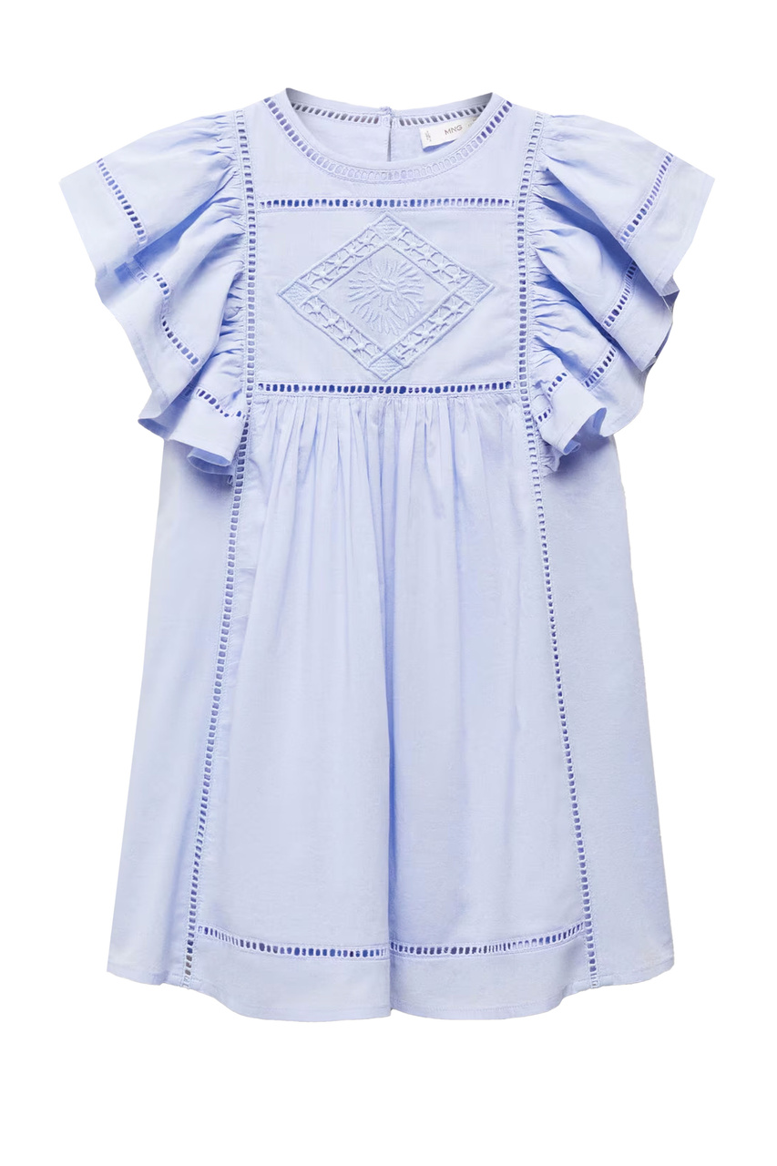 Платье CHIQUIG из натурального хлопка с рюшами|Основной цвет:Голубой|Артикул:67016031 | Фото 1