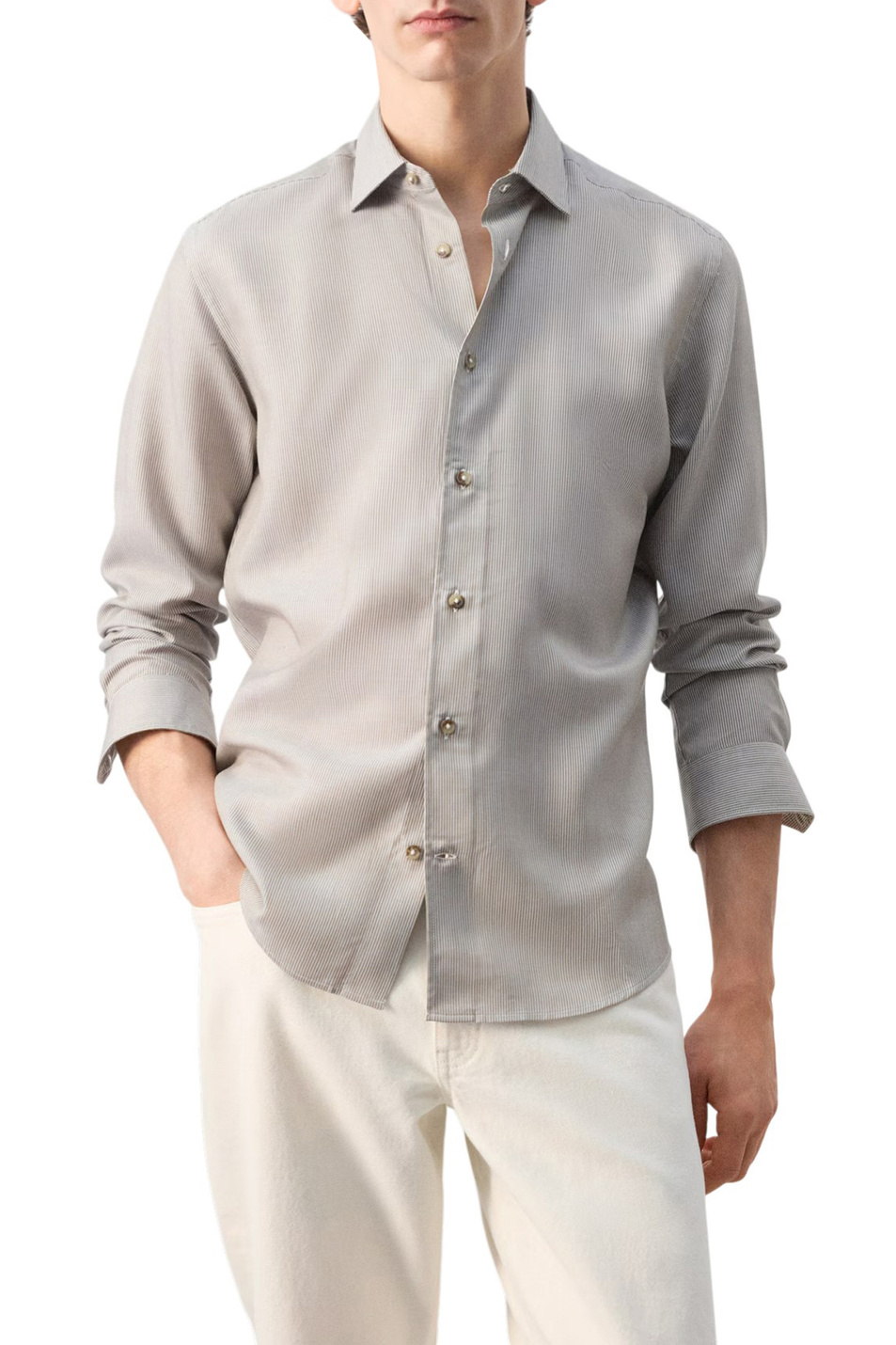 Мужской Mango Man Рубашка DARIO в полоску (цвет ), артикул 27044425 | Фото 3