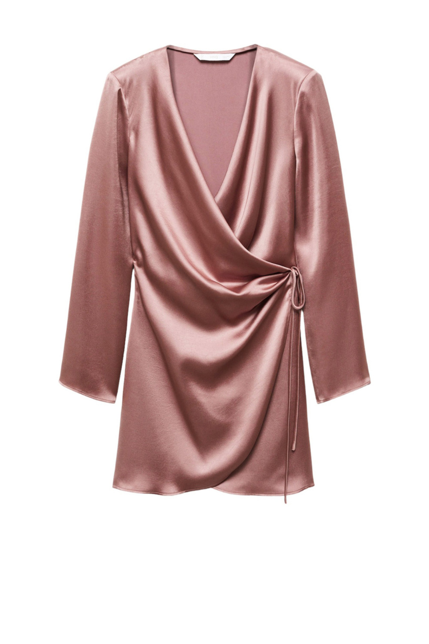 Платье атласное MOMA с запахом|Основной цвет:Пудровый|Артикул:57095965 | Фото 1