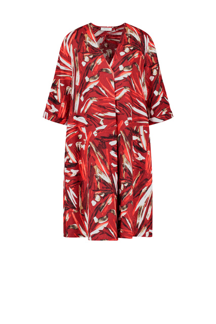 Льняное платье с принтом|Основной цвет:Красный|Артикул:685006-66226 | Фото 1