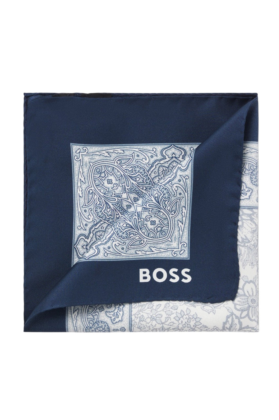 Платок из шелка|Основной цвет:Синий Мужской BOSS Платок из шелка (цвет ), артикул 50556260 | Фото 1