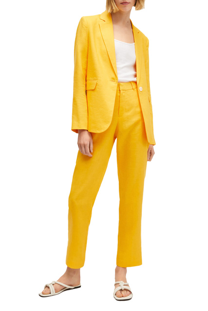 Костюмные льняные брюки BORELI|Основной цвет:Желтый|Артикул:27067106 | Фото 2