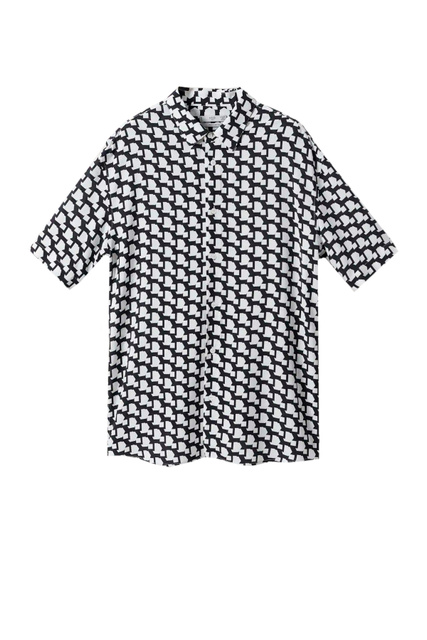 Рубашка из вискозы с принтом|Основной цвет:Черный|Артикул:27035921 | Фото 1