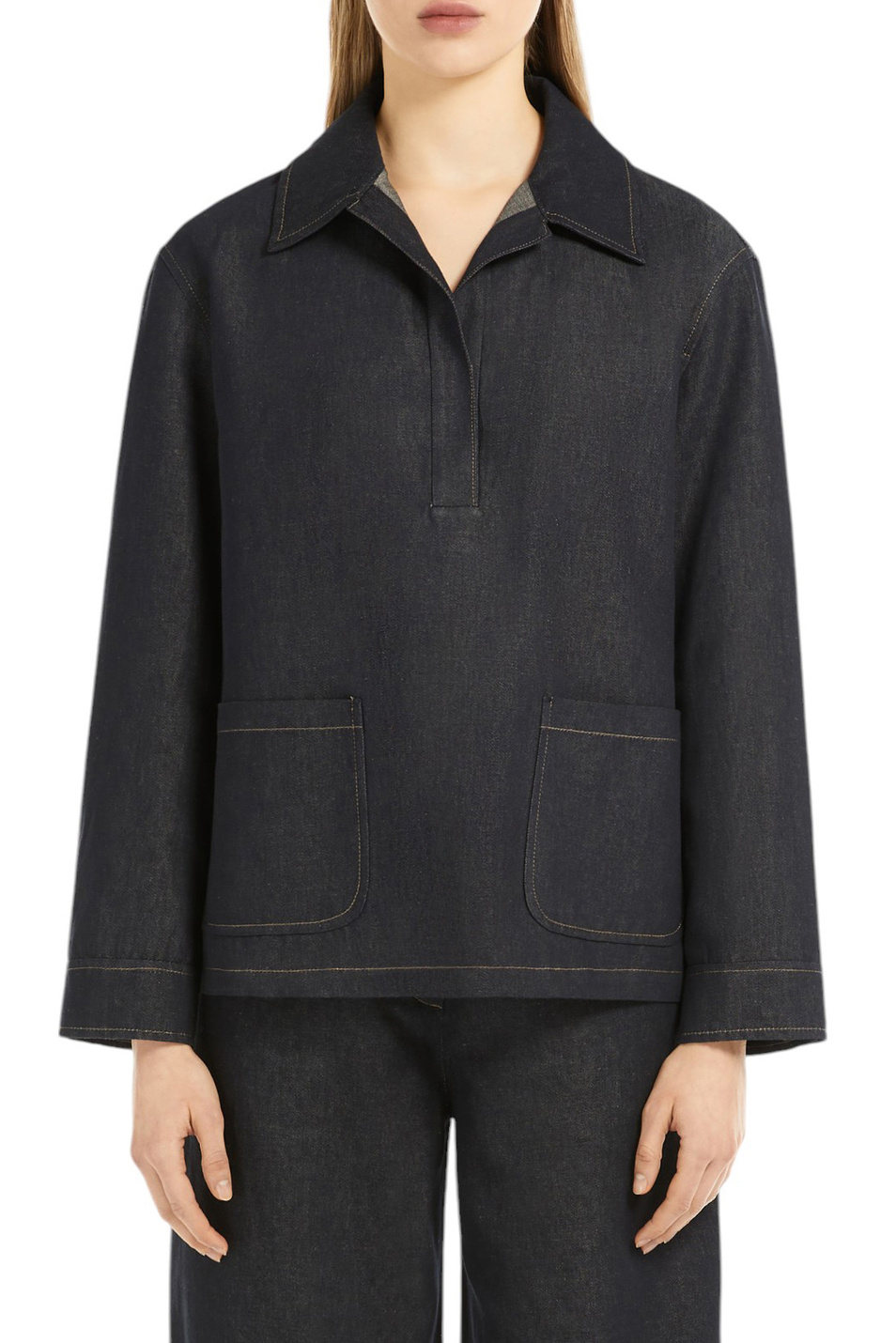 Женский Max Mara Блузка AMICO из хлопка и льна (цвет ), артикул 2516191031 | Фото 3