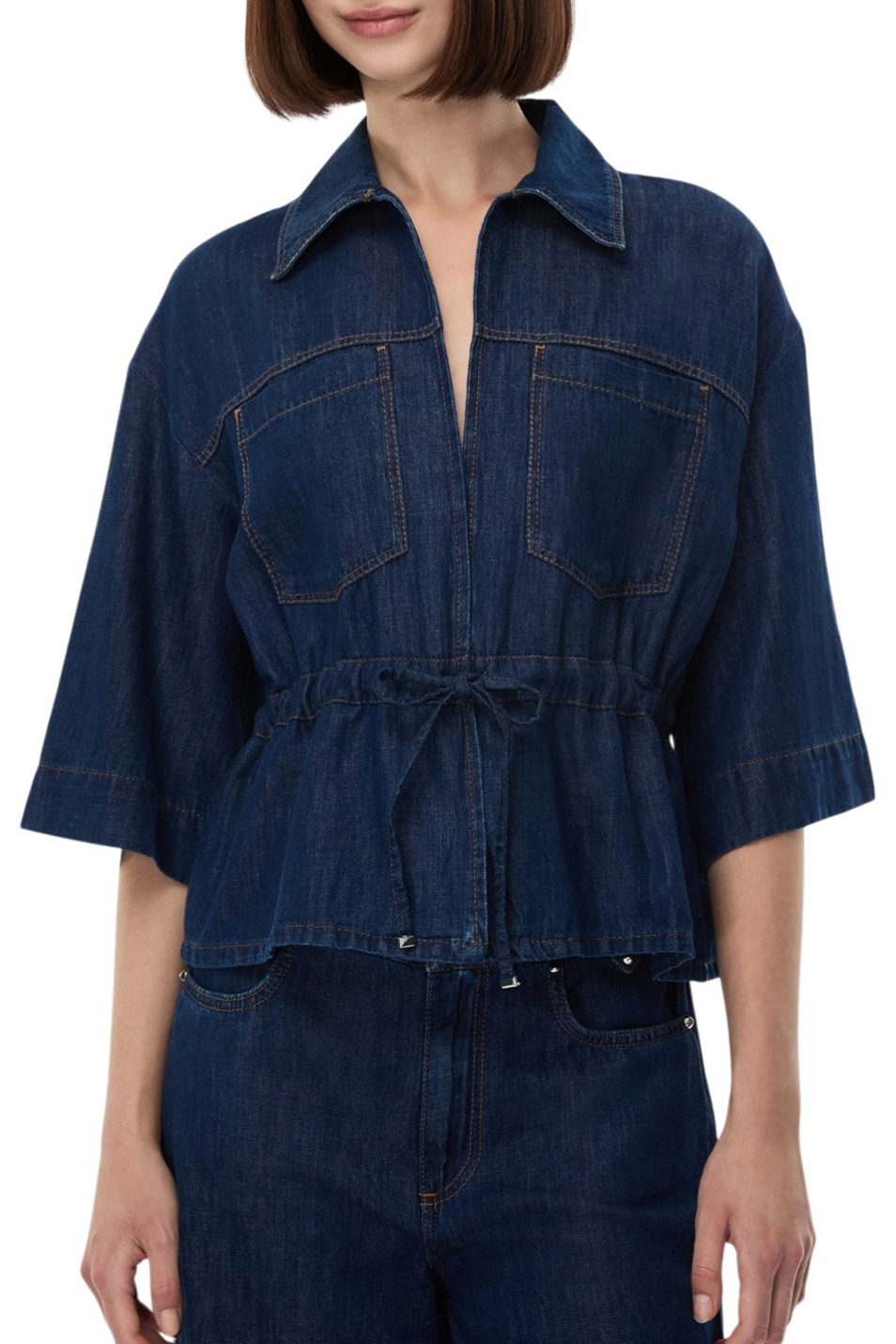 Женский iBLUES Рубашка IBLGITANO джинсовая (цвет ), артикул 2617111042 | Фото 3