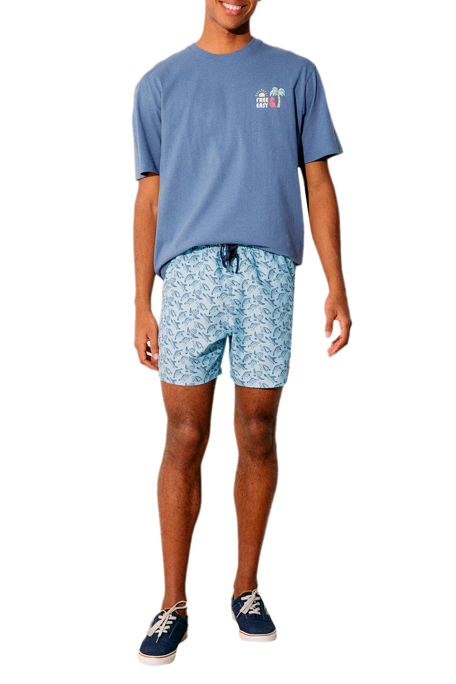 Springfield ❤ мужские шорты для плавания с принтом со скидкой 20%, голубой  цвет, размер , цена 79.99 BYN