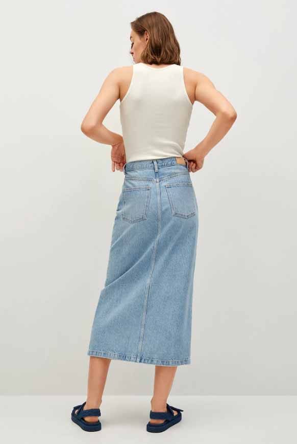 Mango Джинсовая юбка SIRA с разрезом (цвет ), артикул 87084019 | Фото 4