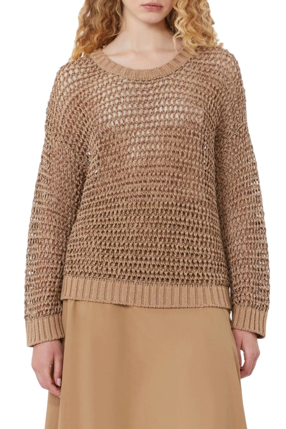 Женский Weekend Max Mara Свитер ONIRICA из хлопка и льна (цвет ), артикул 2615361152 | Фото 3