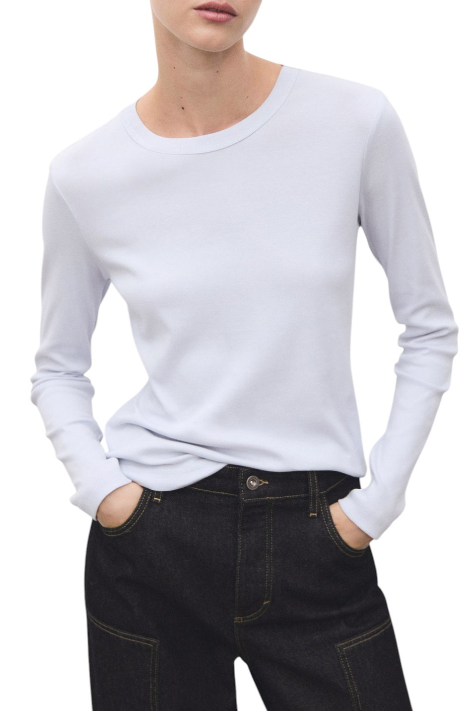 Женский Mango Лонгслив ENI из хлопка (цвет ), артикул 17055814 | Фото 3