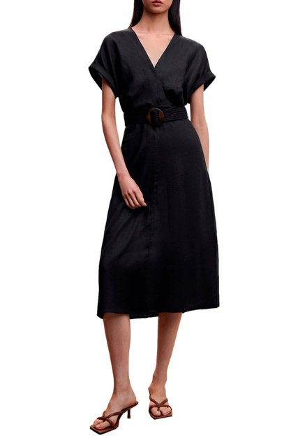 Платье AMORE из чистого льна|Основной цвет:Черный|Артикул:47005651 | Фото 2