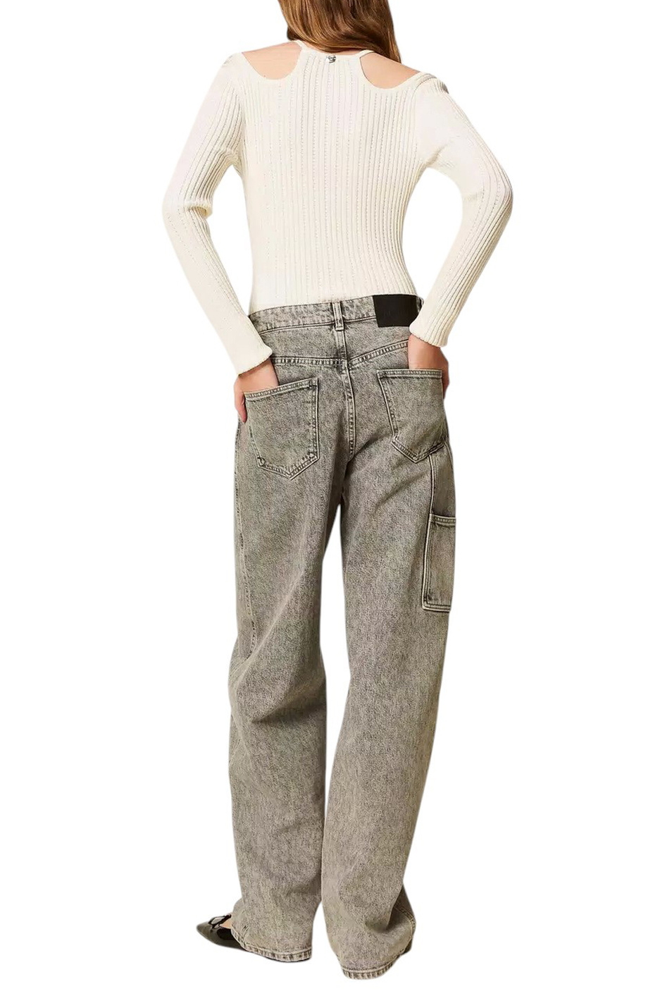 Джинсы из эластичного хлопка|Основной цвет:Серый Женский TWINSET Milano Джинсы из эластичного хлопка (цвет ), артикул 252AP2480 | Фото 3