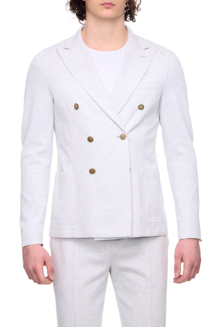 Двубортный приталенный пиджак|Основной цвет:Кремовый|Артикул:G70GIAA02-JAC23021 | Фото 1