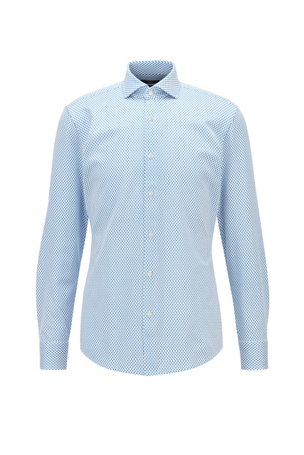 Рубашка приталенного кроя с принтом|Основной цвет:Синий|Артикул:50450830 | Фото 1