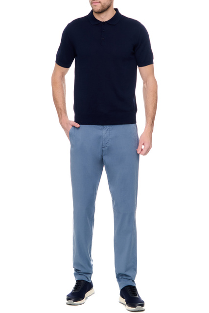 Джемпер поло с коротким рукавом|Основной цвет:Синий|Артикул:C0127MK01867 | Фото 2