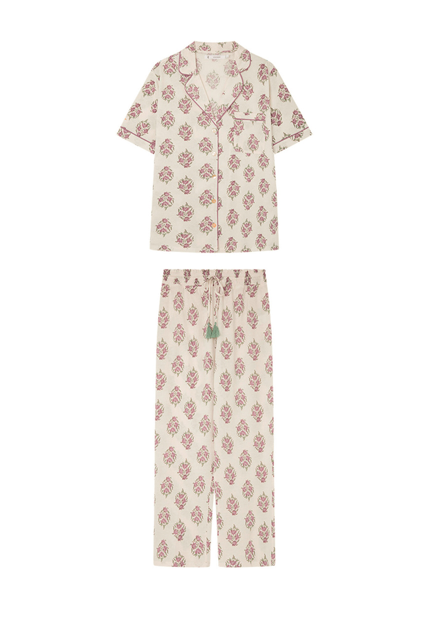 Пижама из натурального хлопка|Основной цвет:Кремовый|Артикул:4857420 | Фото 1