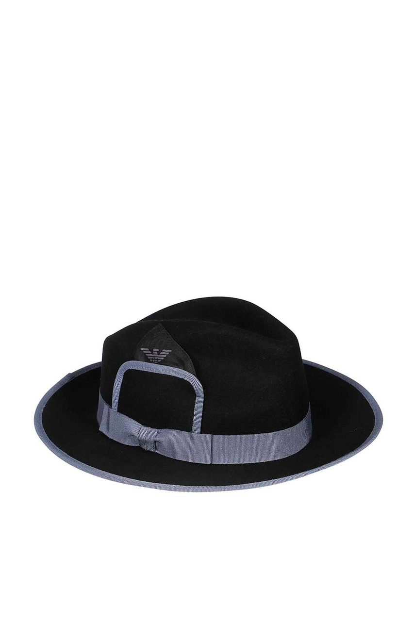 Шляпа из натуральной шерсти с контрастной окантовкой|Основной цвет:Черный|Артикул:637125-2F510 | Фото 1