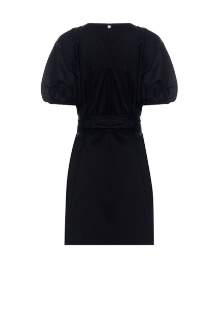 Платье с поясом и рукавом-фонариком|Основной цвет:Черный|Артикул:CA3244T2432 | Фото 2