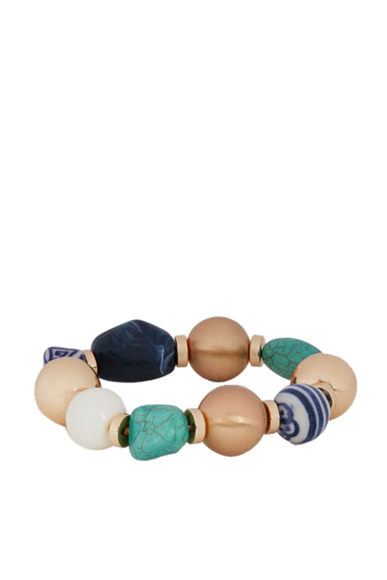 Эластичный браслет с камнями и бусинами|Основной цвет:Мультиколор|Артикул:187606 | Фото 1