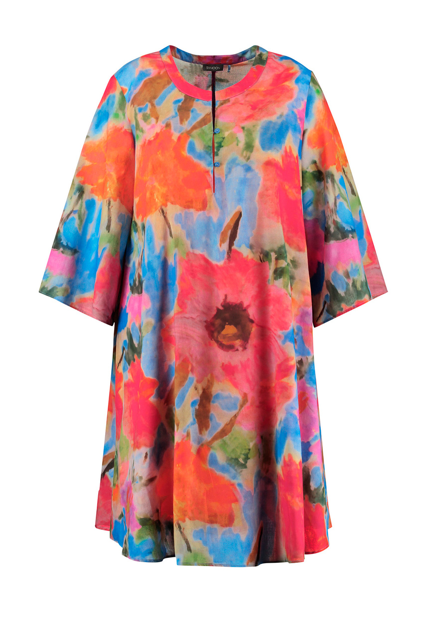 Платье из натурального хлопка с принтом|Основной цвет:Разноцветный|Артикул:480009-21010 | Фото 1