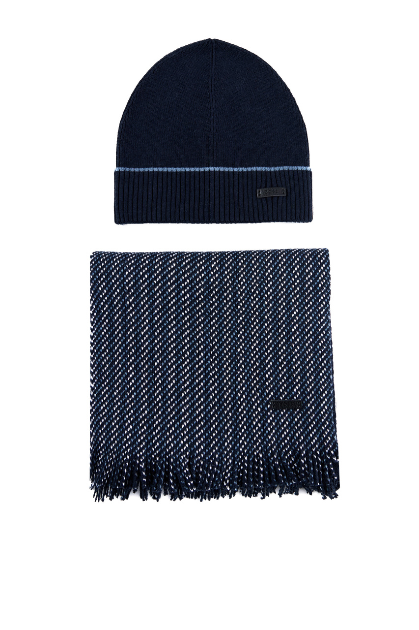 Комплект из шапки и шарфа с логотипом|Основной цвет:Синий|Артикул:50495342 | Фото 1