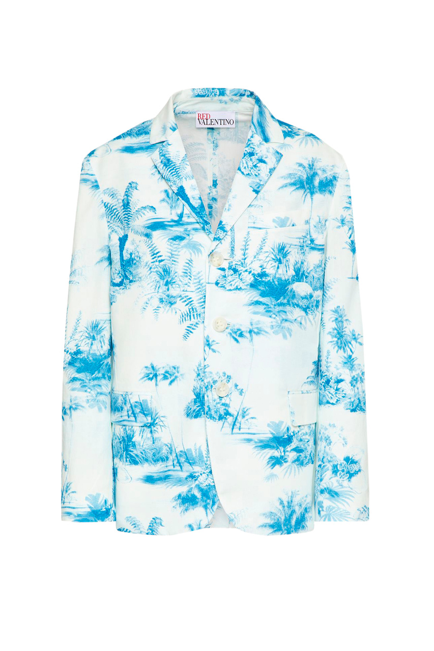 Пиджак из натурального хлопка с принтом|Основной цвет:Бело-синий|Артикул:2R0CEC456SE | Фото 1