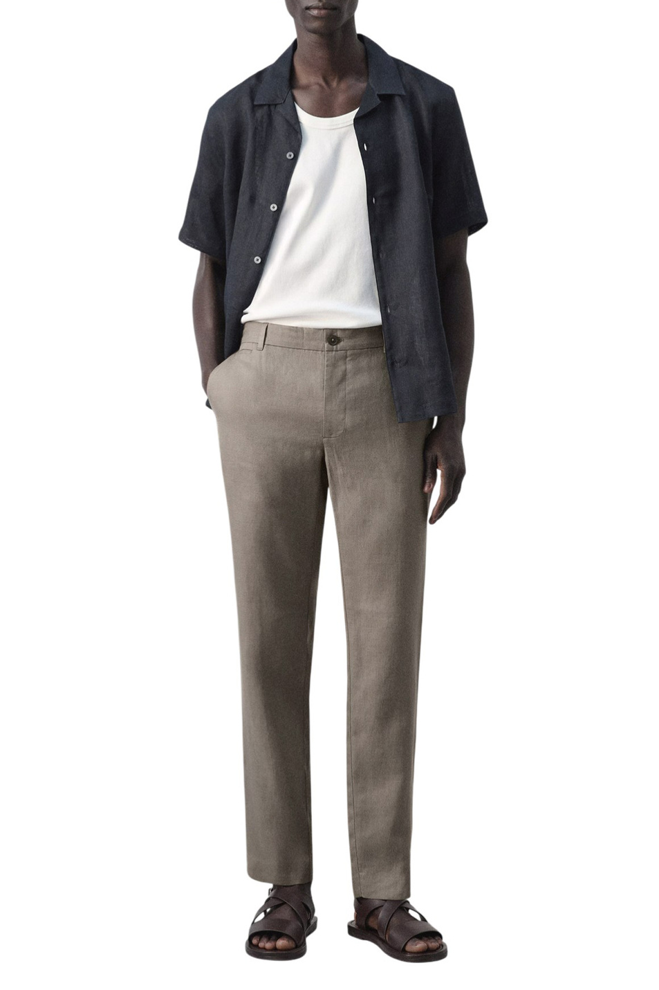 Мужской Mango Man Брюки OYSTER из льна (цвет ), артикул 27026711 | Фото 2