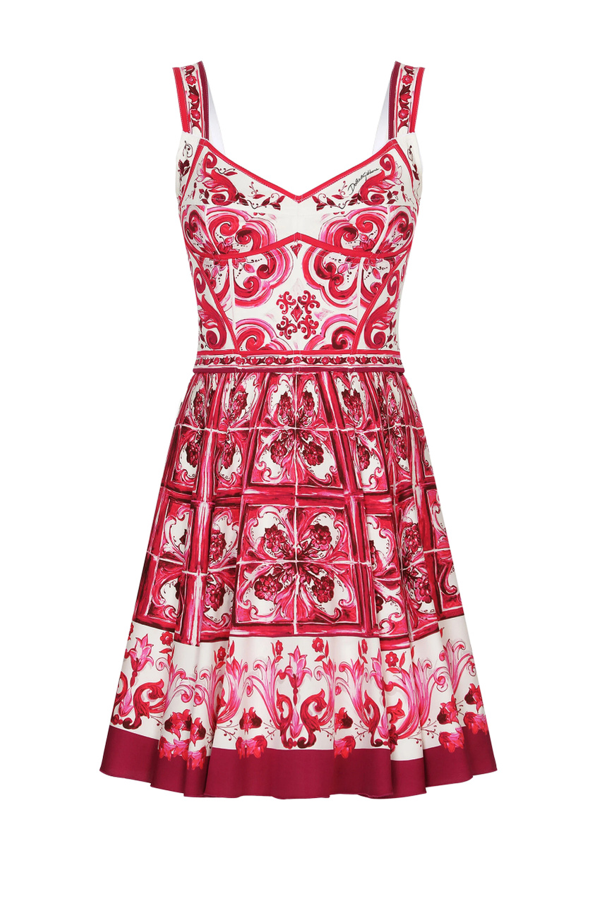 Платье с принтом майолика|Основной цвет:Фуксия|Артикул:F6VK2T-HPADW | Фото 1