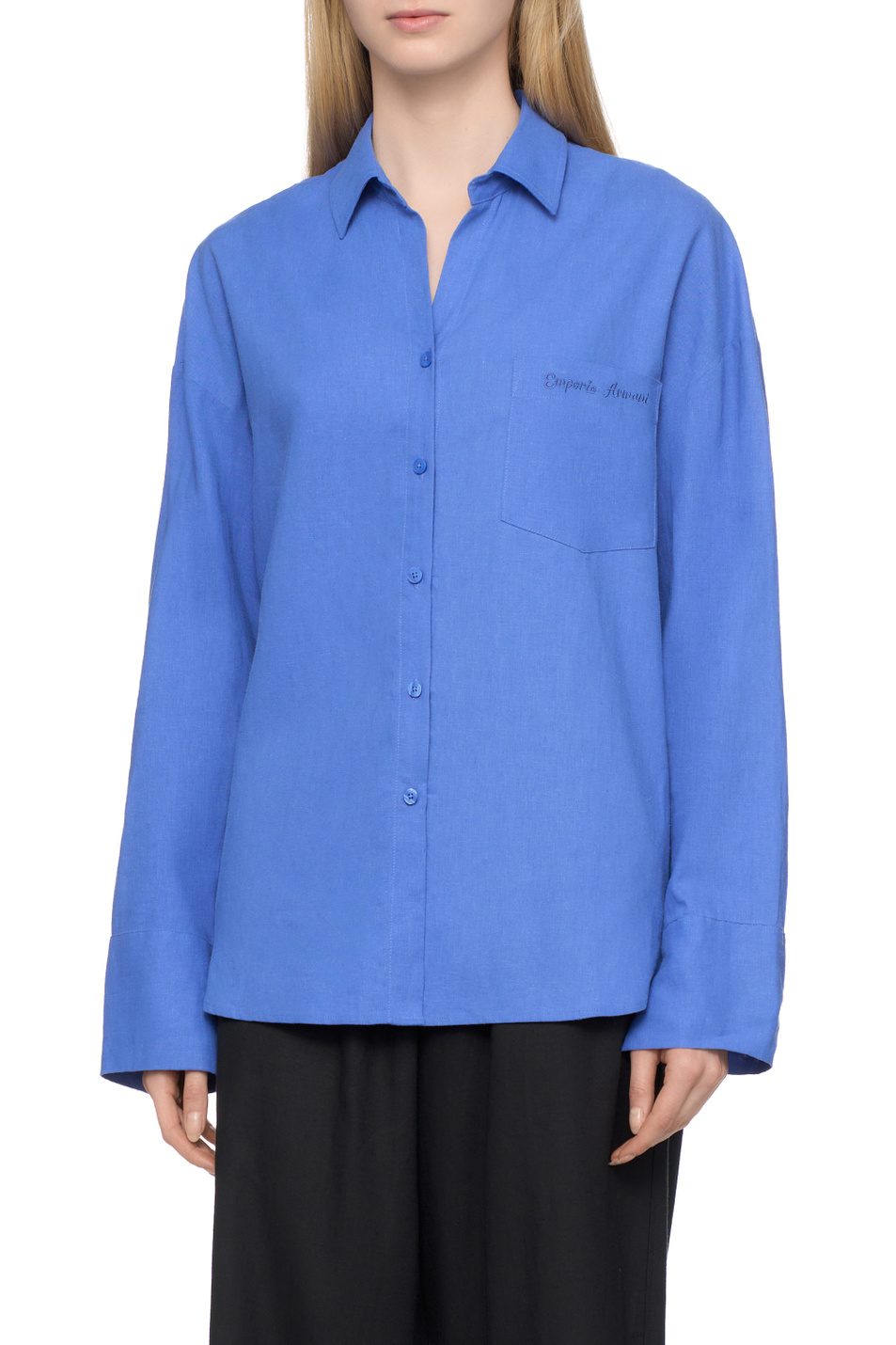 Женский Emporio Armani Рубашка из льна и вискозы (цвет ), артикул EW000815-AF12201 | Фото 4