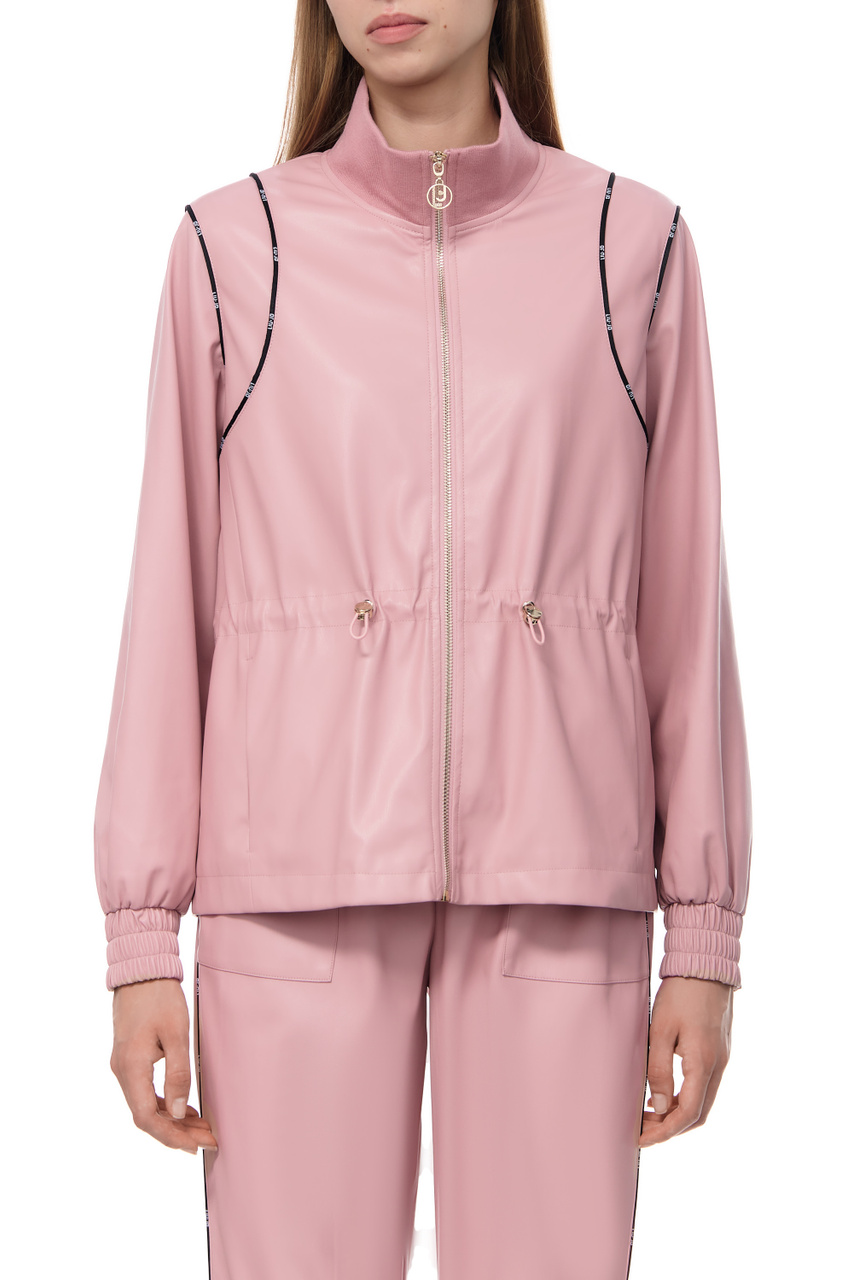 Куртка на молнии с кулиской на поясе|Основной цвет:Розовый|Артикул:TF3273E0392 | Фото 1
