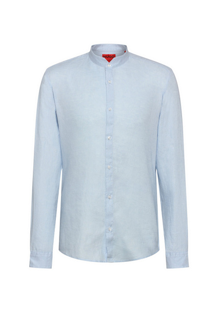 Рубашка Elvorini из чистого льна|Основной цвет:Голубой|Артикул:50450761 | Фото 1