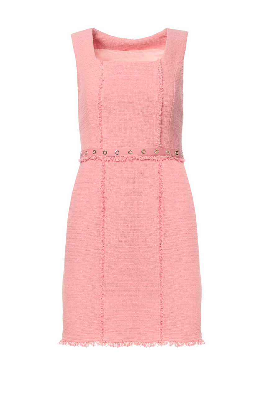 Платье из фактурного хлопка с бахромой|Основной цвет:Розовый|Артикул:WA2262T3057 | Фото 1