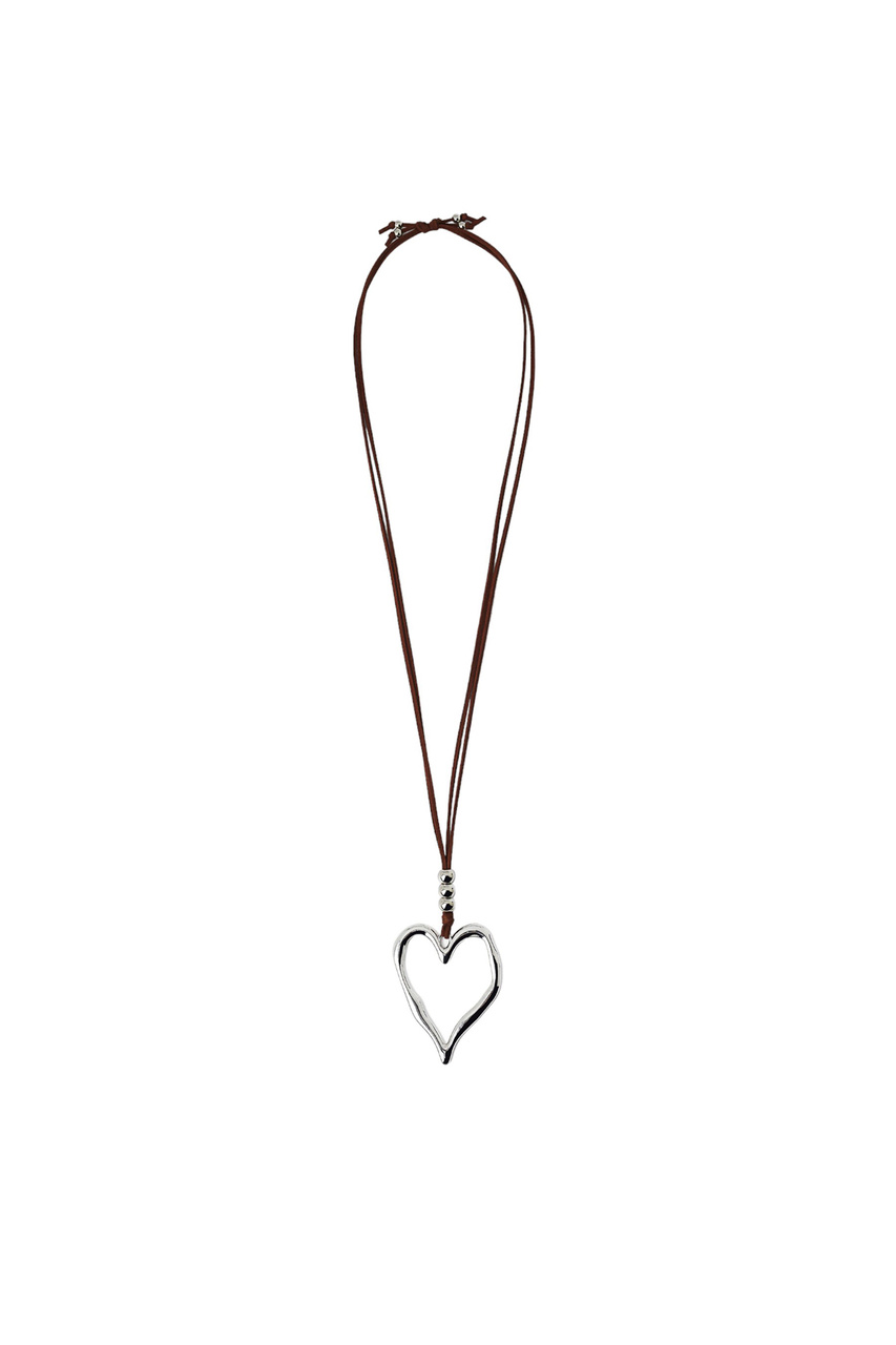 Ожерелье с подвеской в виде сердца|Основной цвет:Коричневый|Артикул:219106 | Фото 1