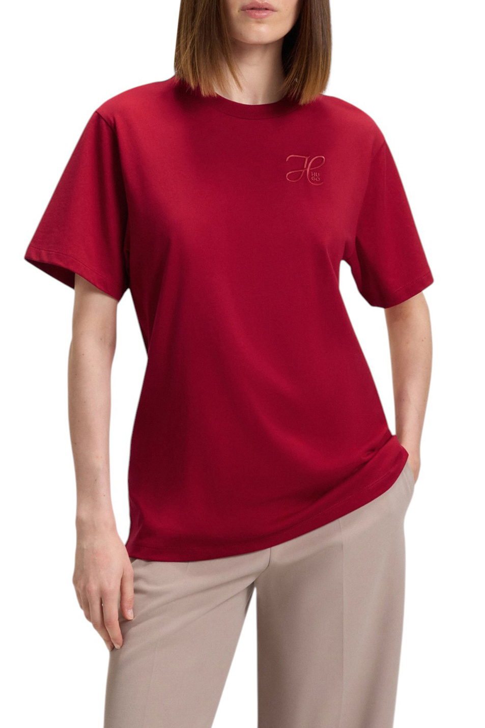 Футболка Vintage с вышивкой|Основной цвет:Красный Женский HUGO Футболка Vintage с вышивкой (цвет ), артикул 50550901 | Фото 3